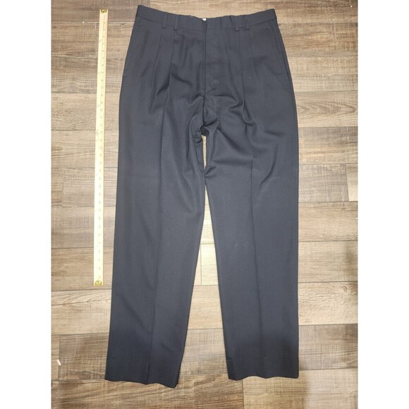 Dockers Men’s Navy Blue Pleated Front Dress Pants Slacks 38x34 Poly Wool Blend - Picture 1 of 6